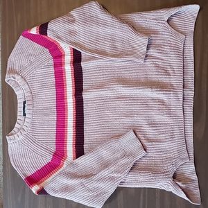 Express Beige Sweater w Bright Colored Stripes SP